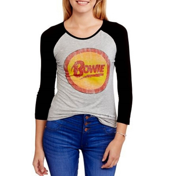 David Bowie Logo punk rock Raglan Official T-Shirt M NWT - Picture 1 of 2